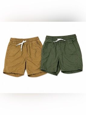 Old Navy Boys 2T Pull-On Shorts Bundle Tan Green 2-Pack